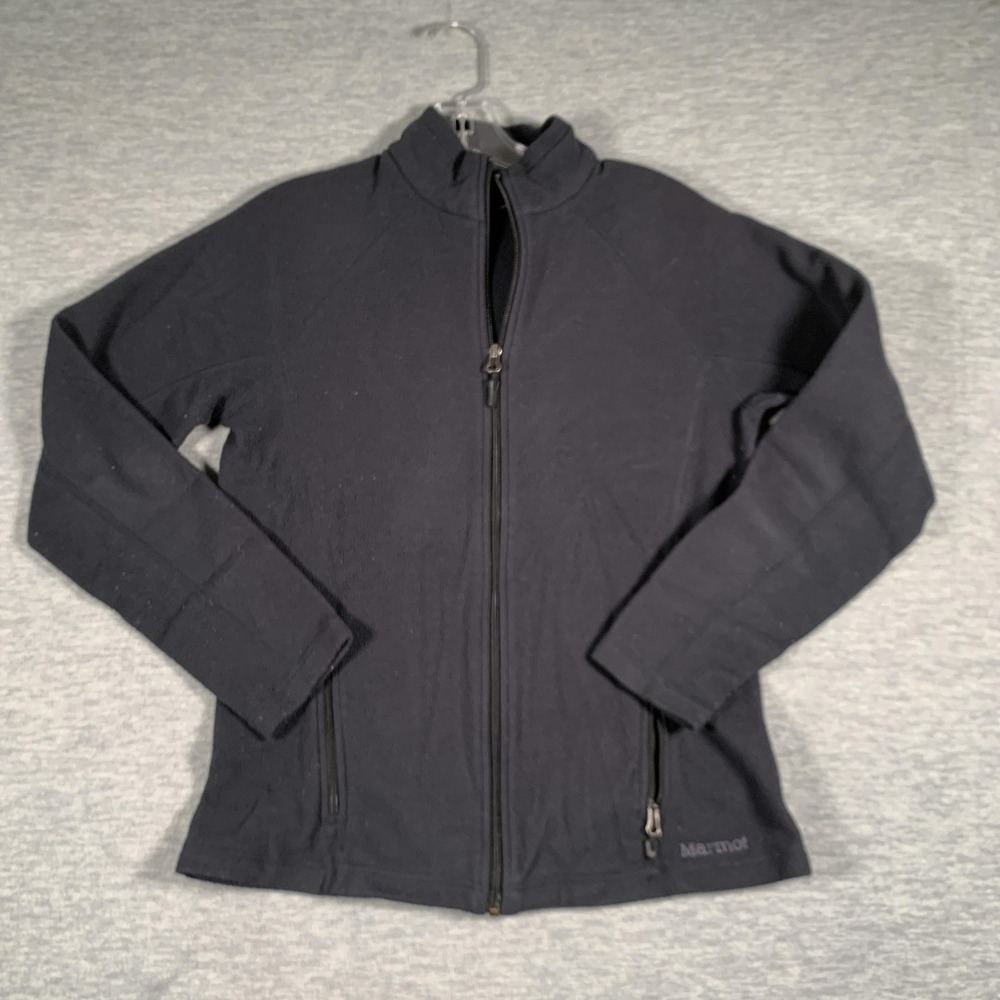 Marmot Jacket Womens Medium Black‎ Fleece Full Zip Pockets Hiking Outdoor